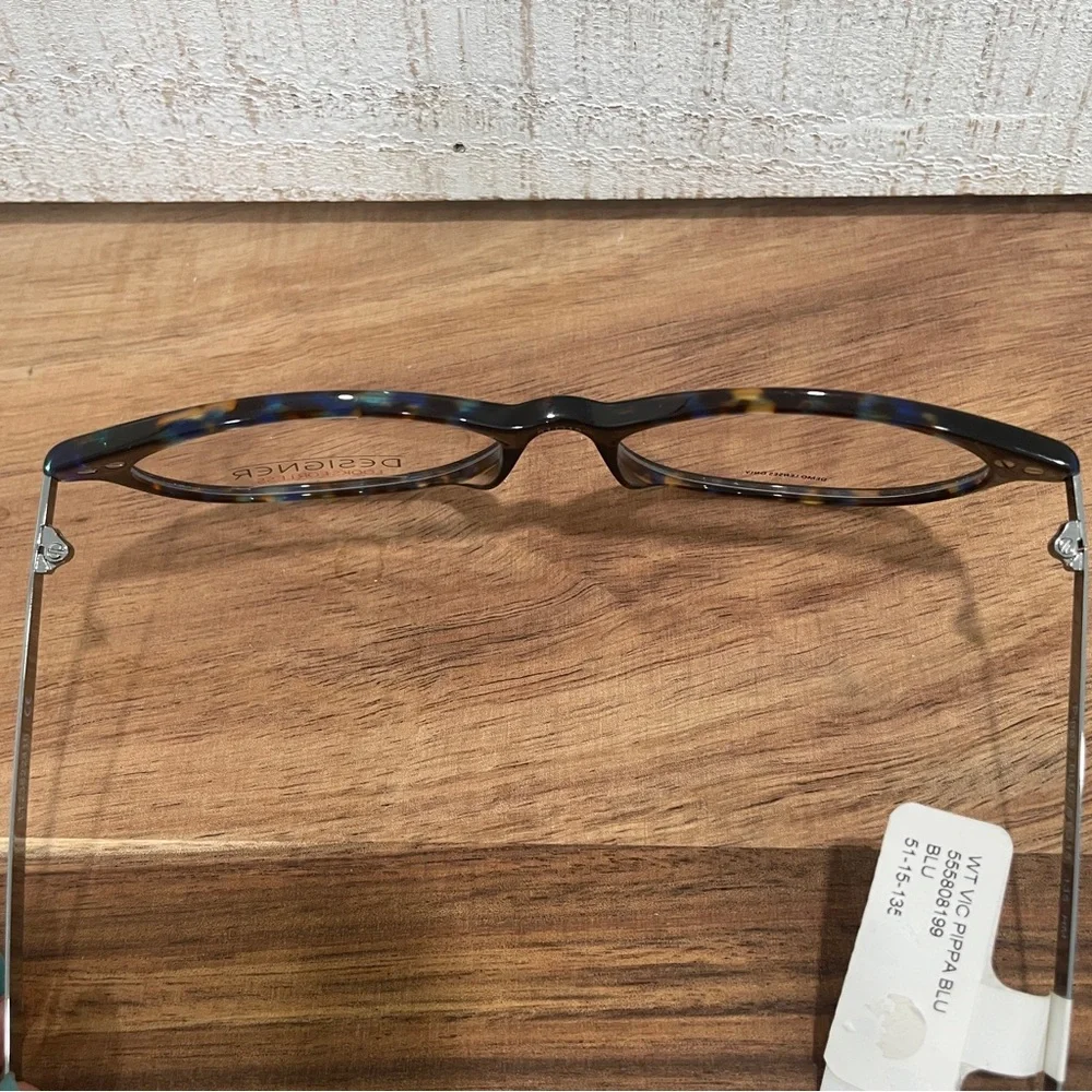 Designer Look WT VIC Pippa Blue Tortoise Square Semi Cat FRAMES 51-15-135 (NWT)
